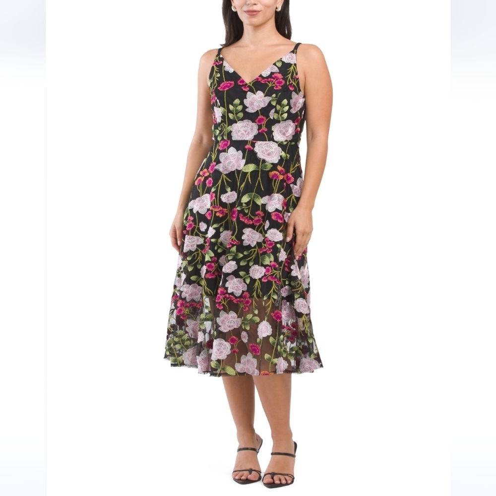 Sam Edelman Sleeveless Floral Embroidered Midi Dress